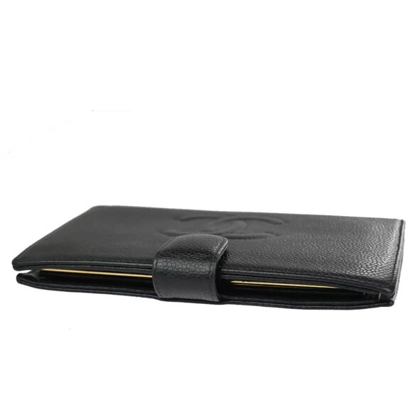 CHANEL CC Logo Long Bifold Wallet Purse Caviar Skin Leather Black France 81RJ714 - Picture 5 of 11